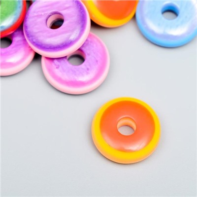 Декор для творчества пластик "Пончик" набор 15 шт МИКС 1,9х1,9х0,7 см