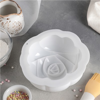 Форма для муссовых десертов и выпечки Доляна «Роза», 17×5,5 см, цвет белый