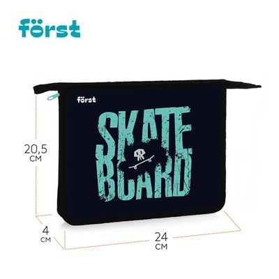 Папка для тетрадей А5, молния сверху Först "Skateboard" (FT-PP-A50413) пластик