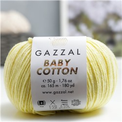 Пряжа "Baby Cotton" 60% хлопок, 40% полиакрил 165м/50гр (3413 светло-желтый)