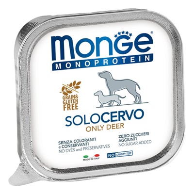 Влажный корм Monge Dog Monoproteico Solo для собак, паштет из оленины, ламистер, 150 г