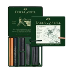 Уголь, набор микс для графики Faber-Castell PITT® Monochrome Charcoal, 24 штуки