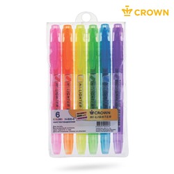Набор текстмаркеров Crown "Multi Hi-Lighter" 6шт., 1-4мм, неоновые цвета (H-500-6)