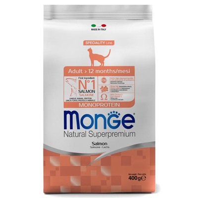 Сухой корм Monge Cat Speciality Line Monoprotein Adult для кошек, лосось, 400 г