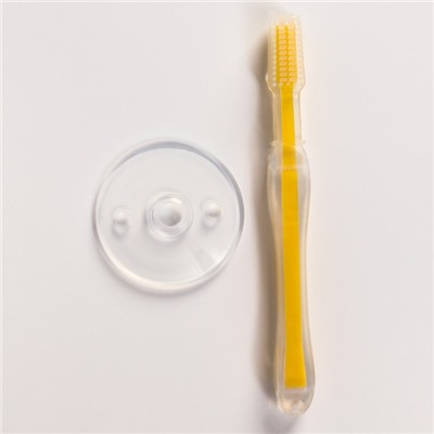 Детская зубная щетка-массажер, силиконовая, с ограничителем, цвет желтый