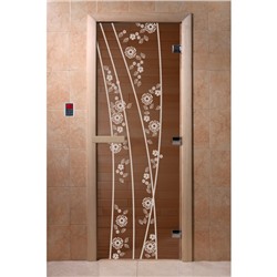 Дверь «Весна цветы», размер коробки 200 × 80 см, правая, цвет бронза