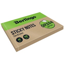 Блок самоклеящийся Berlingo "Green Series" 76*51мм 100л., крафтовая бумага (LSn_42051)