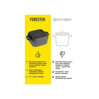 Террин чугунный Forester CI-07,  с крышкой-сковородой, 4.5 л