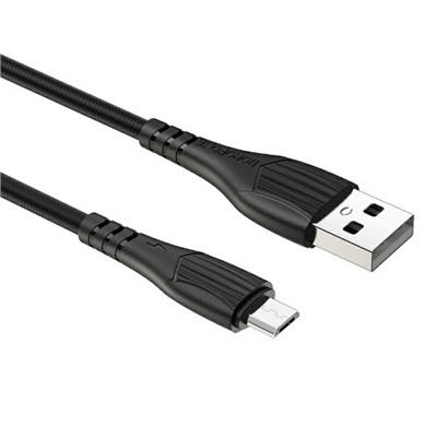 Кабель microUSB - USB, 1 м, "BX37 Wieldy", силиконовый, в коробке (6931474720870) "Borofone", черный, 2.4A