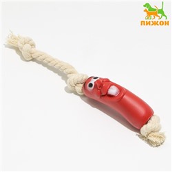 Игрушка "Весёлая сосиска на верёвке" для собак, 14 см