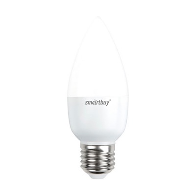 Лампа светодиодная, E27, C37,  5Вт, 3000К "Smartbuy" теплый свет, свеча