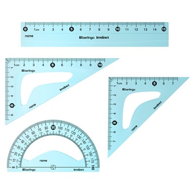Набор чертежный Berlingo "Instinct" (RS-40015) треуг.2шт., лин.15см., транспортир, пастельный, в ассорт.