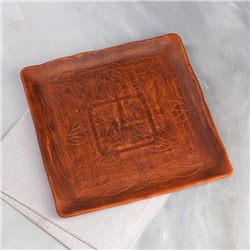 Блюдо для подачи "Квадратное", декор, красная глина, 26х26х2 см