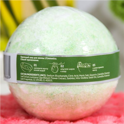 Бомбочка для ванн L'Cosmetics «Зелёный чай» с пеной, 130 г