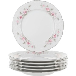 Тарелка десертная Bernadotte, декор «Бледные розы, отводка платина», 19 см