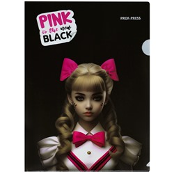 Папка-уголок Prof-Press "Pink&Black" А4 0.18мм, с рисунком (ПК-2850)