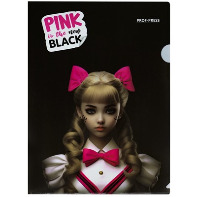 Папка-уголок Prof-Press "Pink&Black" А4 0.18мм, с рисунком (ПК-2850)