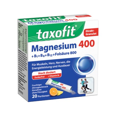 taxofit Магний 400 + B1 + B6 + B12 + фолиевая кислота 800 Direkt-Granulat, 20 шт