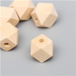 Бусины деревянные многогранники 14х14 мм (набор 5 шт) без покрытия