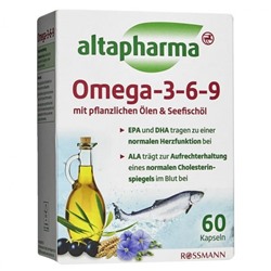 altapharma Omega 3-6-9 60 kapsel, Альтафарма Омега 3-6-9, 60 капсул