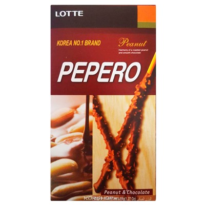Соломка в шоколадной глазури с арахисом Пеперо/Pepero Lotte, Корея, 36 г