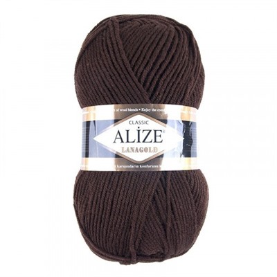 Пряжа для вязания Ализе LanaGold (49%шерсть, 51%акрил) 100гр цвет 26 коричневый