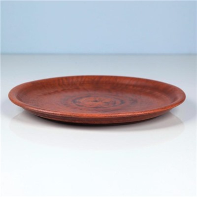 Тарелка "Глинка", плоская, с бортом, гладкая, красная глина, 25.5 см