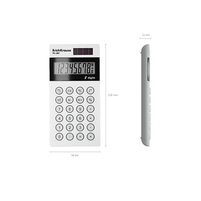 Калькулятор карманный ErichKrause PC-987 (62009) белый, 8-разрядный, 58*120мм