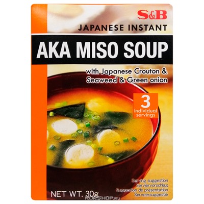 Суп ака мисо быстрого приготовления S and B, Япония, 30 г