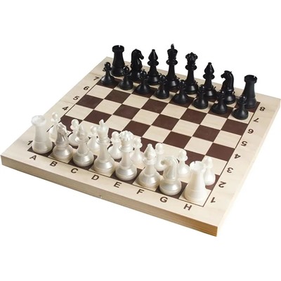 Шахматы пластиковые гроссмейстерские, с деревянной доской 42*42см (02-116) король-105мм, пешка-50мм