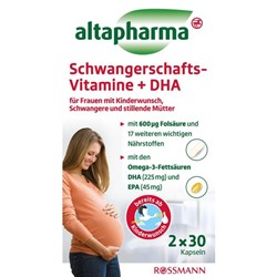 altapharma Schwangerschafts-Vitamine & DHA Витамины для женщин, планирующих беременность, беременных и кормящих грудью, с омега-3 жирными кислотами DHA, 2х30 капсулы