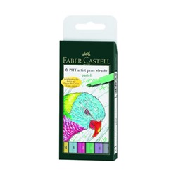 Ручка-кисть капиллярная набор Faber-Castell PITT Artist Pen Brush, 6 цветов, пастельные тона