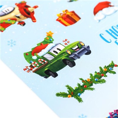 Бумажные наклейки «Новогодние тачки», 11 × 18 см