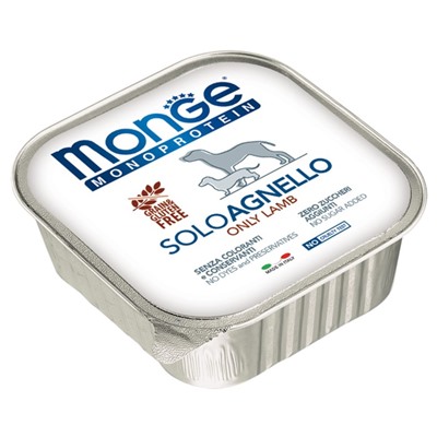 Влажный корм Monge Dog Monoproteico Solo для собак, паштет из ягненка, ламистер, 150 г