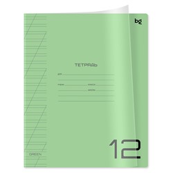 Тетрадь 12л. BG косая линия "UniTone. Green" (Т5ск12_пл 12443) пластиковая обложка