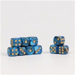 Набор кубиков игральных "Время игры", 10 шт, 1.6 х 1.6 см, синий мрамор