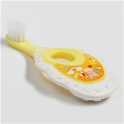 Детская зубная щетка, нейлон, с ограничителем, цвет белый/желтый