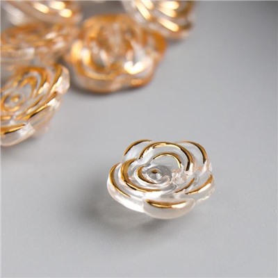 Декоративный элемент пуговица "Роза" золото 13 мм