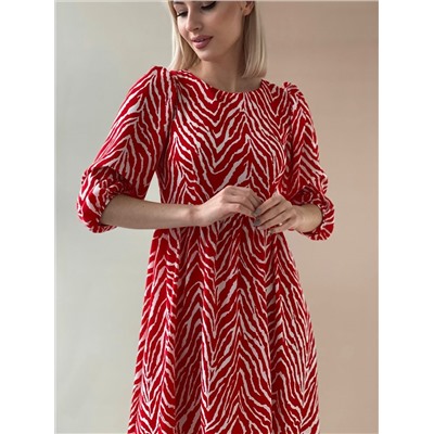 5526 Платье с принтом "красный тигр"