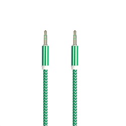 AUX кабель 3.5-3.5мм (M-M) 1м, нейлоновая оплетка, зеленый (A-35-35 green)