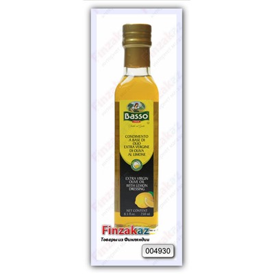 Масло Basso оливковое нерафинированное высшего качества, ароматизированное (лимон) 250 мл