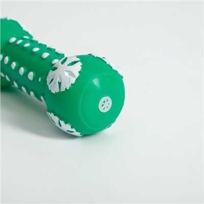 Игрушка-гантель пищащая "Снежинка" для собак, 13 х 5 см, зелёная