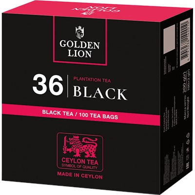 GOLDEN LION. 36 Black tea карт.пачка, 100 пак.