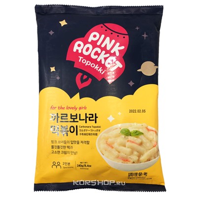 Рисовые клецки в соусе карбонара Pink Rocket, Корея, 240 г.
