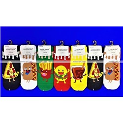 3 ПАРЫ - AMIGOBS укороченные цветные носки с принтом "Еда" арт. 1116 - 3 ПАРЫ
