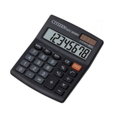 Калькулятор  8 разрядов SDC-805BN 2 питания 25х102х124 мм CITIZEN {Филиппины}