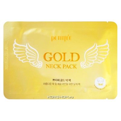 Гидрогелевые патчи для подтяжки шеи с золотом Angel Wings Petitfee, Корея, 10 г Акция