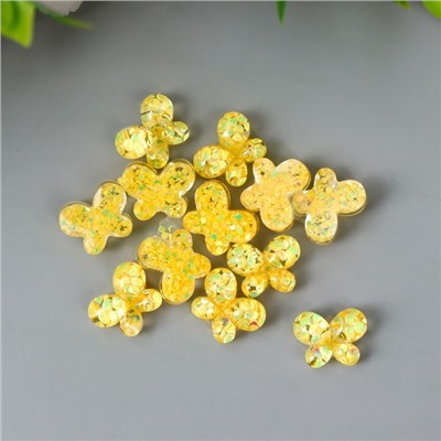 Декор для творчества пластик "Бабочка жёлтая" кристалл 1,4х1,1 см