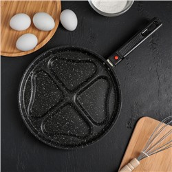 Сковорода-оладница «Вафли-сердце», d=26 см, съёмная ручка, антипригарное покрытие, цвет чёрный