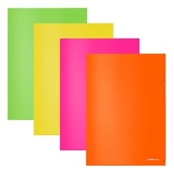 Папка-уголок ErichKrause "Glossy Neon" А4 0.18мм полупрозрачная, ассорти (50159)